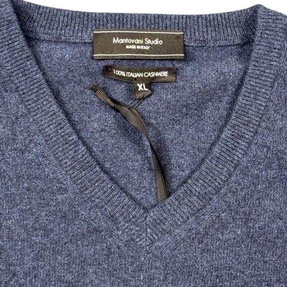 NWT Mantovani Studio Men's Italian Cashmere V Neck‎ Sweater XL Blue - Picture 3 of 5